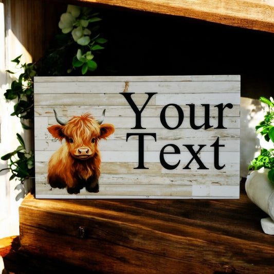 Cow Highland Calf Farm Custom Personalised Sign