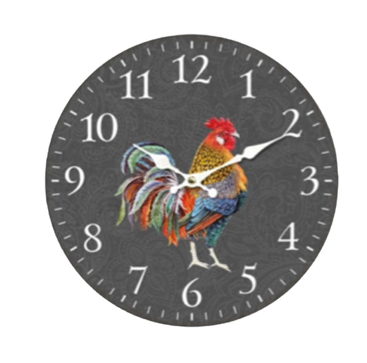 Clock Wall Rooster Country Colour 34cm - The Renmy Store Homewares & Gifts 