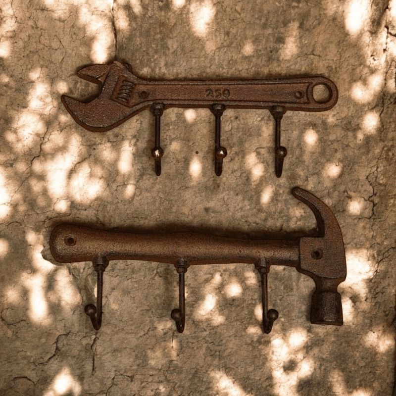 Hook Rustic Hammer Wrench Cast Iron Workshop Man Shed - The Renmy Store Homewares & Gifts 