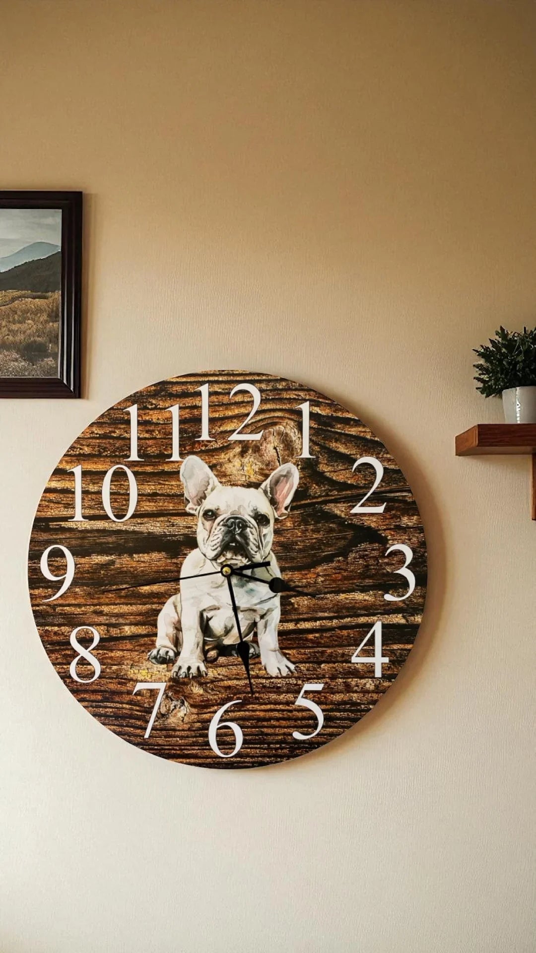 Clock Wall Dog Frenchie French Bulldog Puppy 30cm 60cm Aussie Made