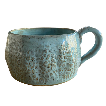 Handmade Seashells Starfish Light Blue Ceramic Mug | Aussie Made Wolf and Clay Coastal Gift