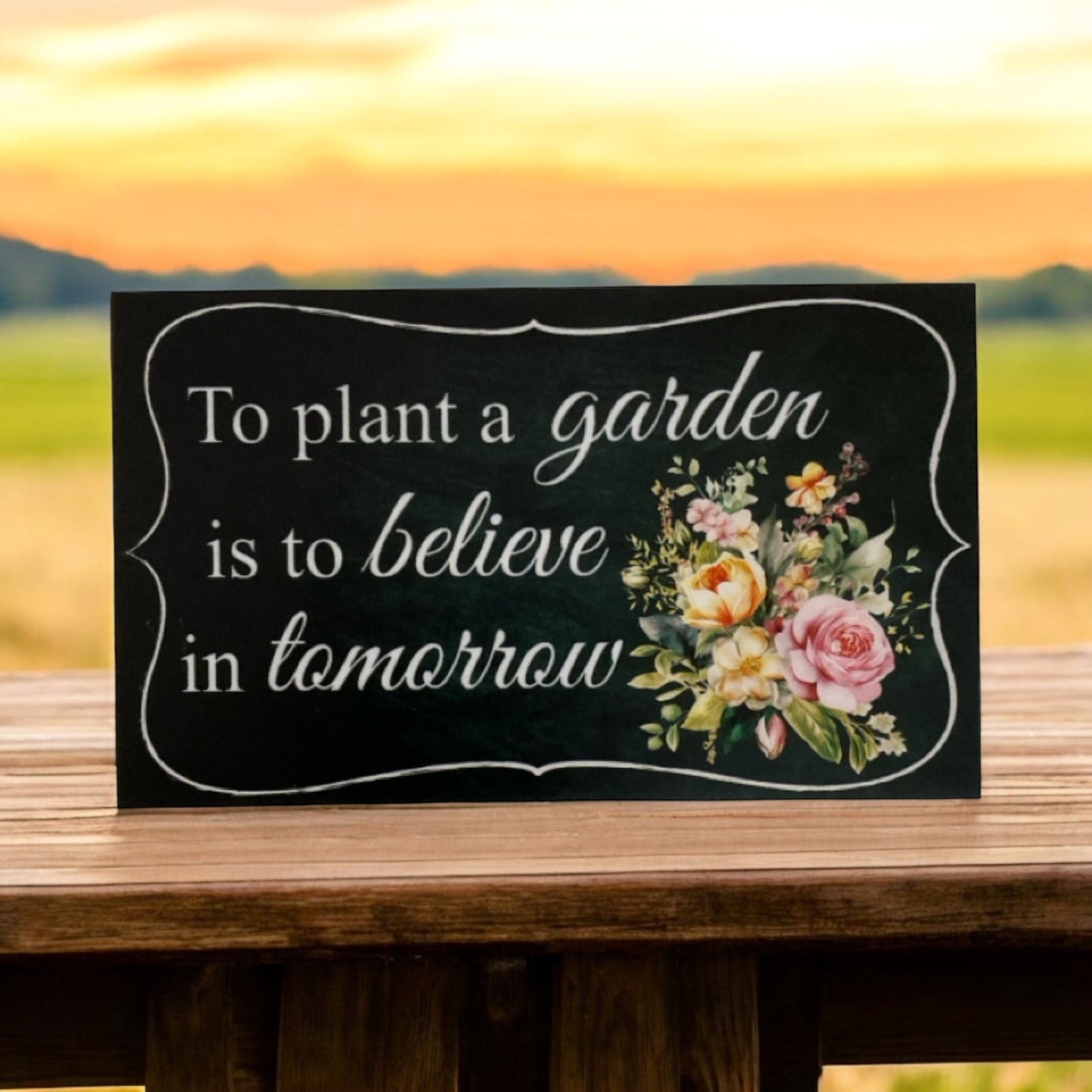 To Plant a Garden is to Believe in Tomorrow Vintage Floral Sign - The Renmy Store Homewares & Gifts 