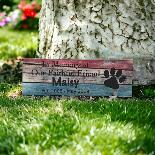 Custom Pet RIP Memorial Dog Cat Sign Rustic Blue - The Renmy Store Homewares & Gifts 