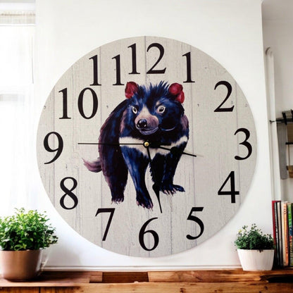 Clock Wall Wooden Tasmanian Devil Aussie Made - The Renmy Store Homewares & Gifts 