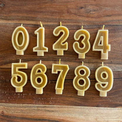 Pure Beeswax Number Birthday Candle | 100% Natural Toxic Free Aussie Made