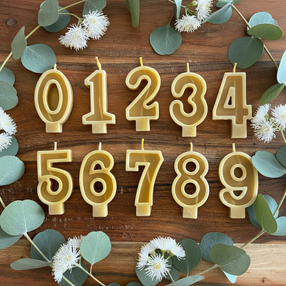 Pure Beeswax Number Birthday Candle | 100% Natural Toxic Free Aussie Made