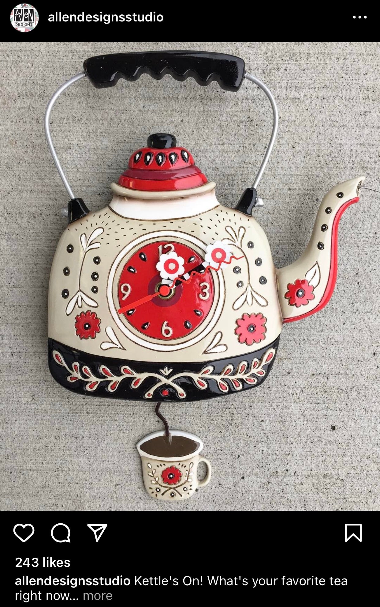 Clock Wall Kettle Teapot Kettles On Funky Retro - The Renmy Store Homewares & Gifts 