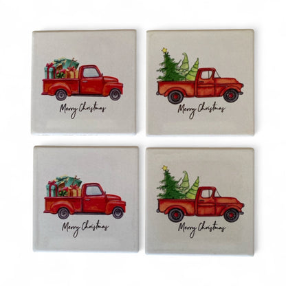 Coaster Coasters Christmas Truck Set of 4