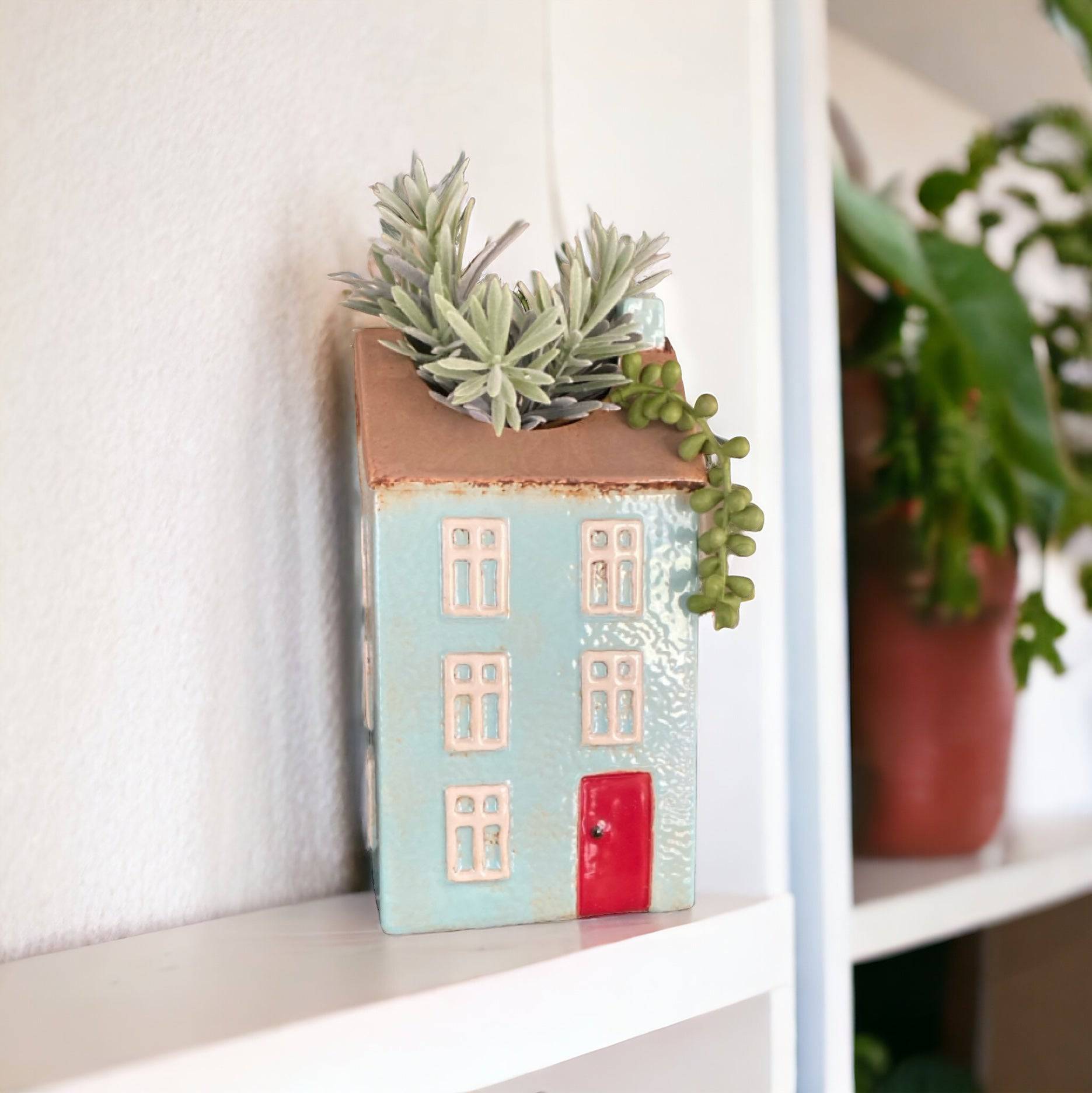 Village House Aqua Pot Plant Planter - The Renmy Store Homewares & Gifts 