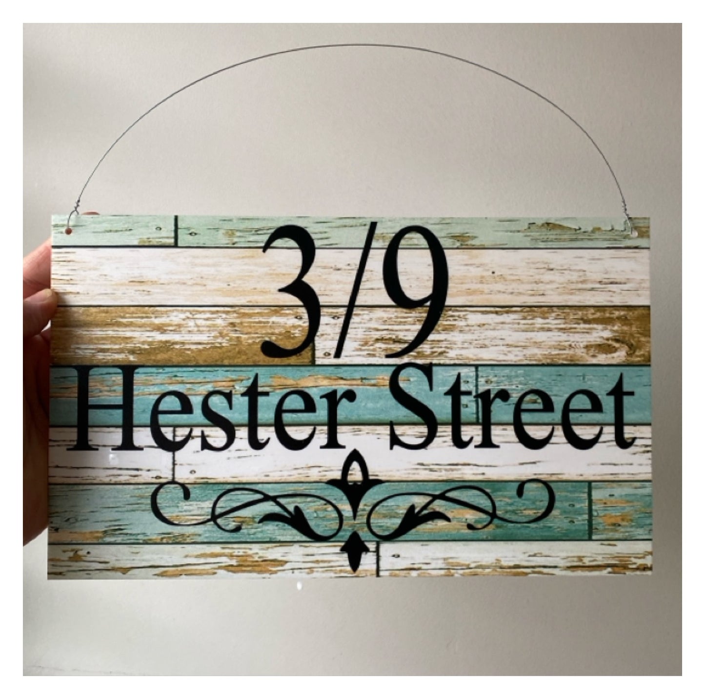 Custom Personalised Blue Timber Look Sign