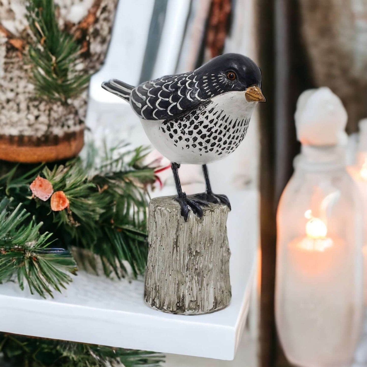 Bird Natural Black White Ornament - The Renmy Store Homewares & Gifts 