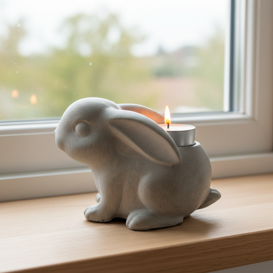 Rabbit Bunny Tealight Candle Holder Aussie Handmade Concrete