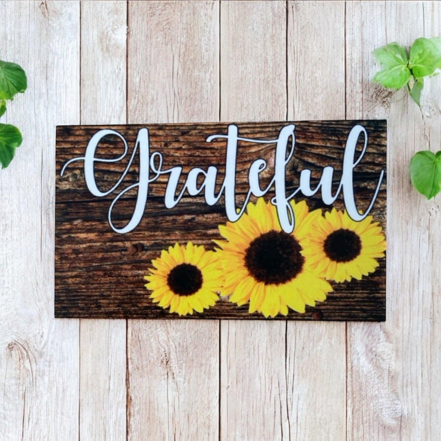 Sunflower Utensils Thankful Grateful Blessed Sign Gift