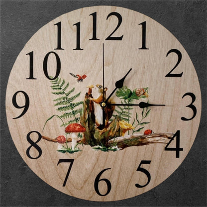 Clock Wall Squirrel Lady Beetle Snail Mushroom Aussie Made - The Renmy Store Homewares & Gifts 