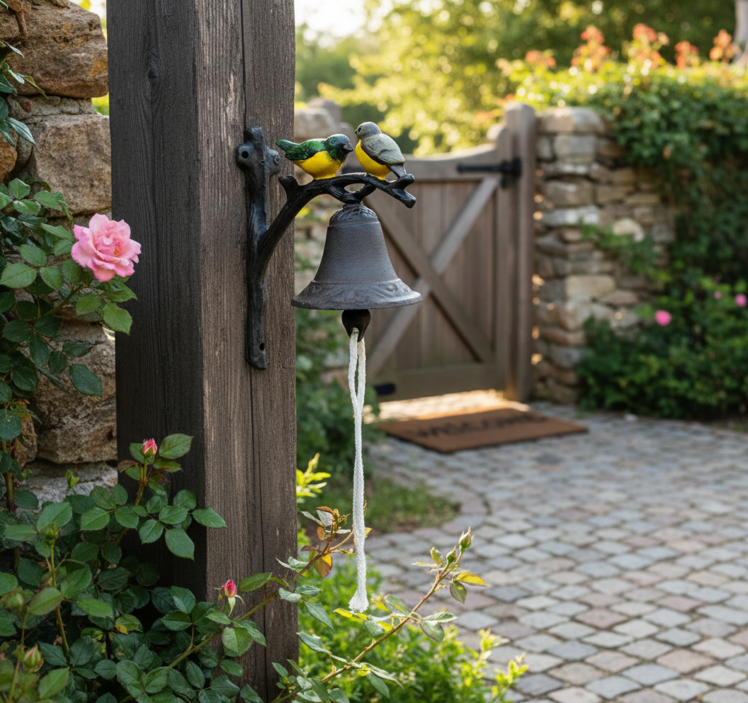 Doorbell Bell Yellow Birds Cast Iron Vintage