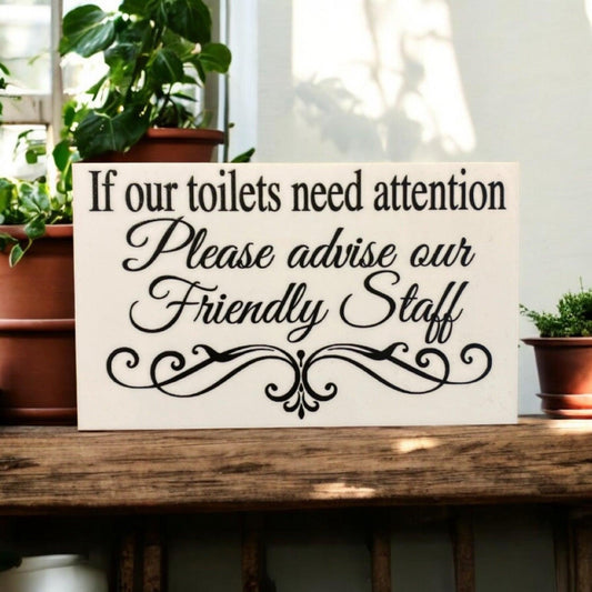 Toilets Need Attention Staff Toilet Restroom Wall Sign - The Renmy Store Homewares & Gifts 