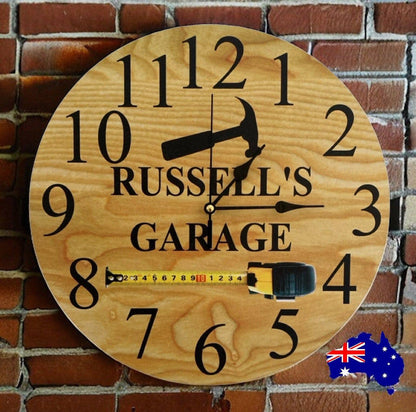 Clock Wall Garage Tool Custom Personalised Aussie Made - The Renmy Store Homewares & Gifts 