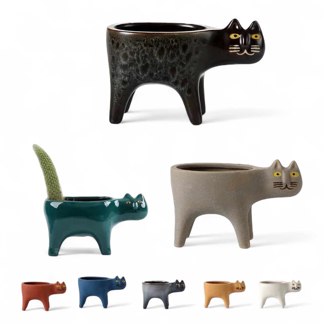 Pot Planter Garden Funky Coloured Cat Cats