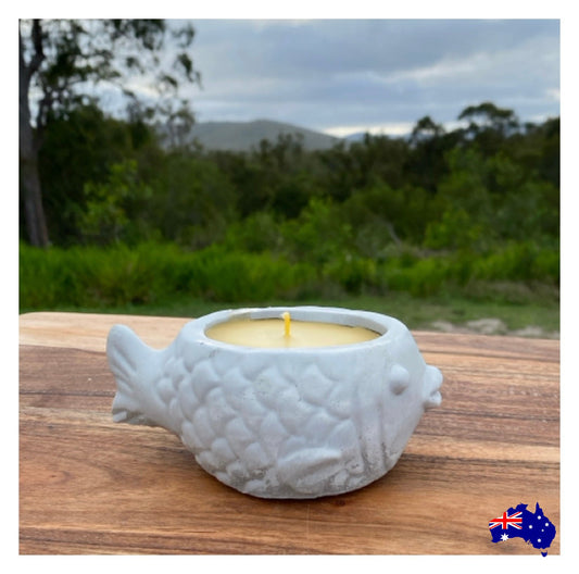 Pure Beeswax Fish Coastal Candle Aussie Handmade
