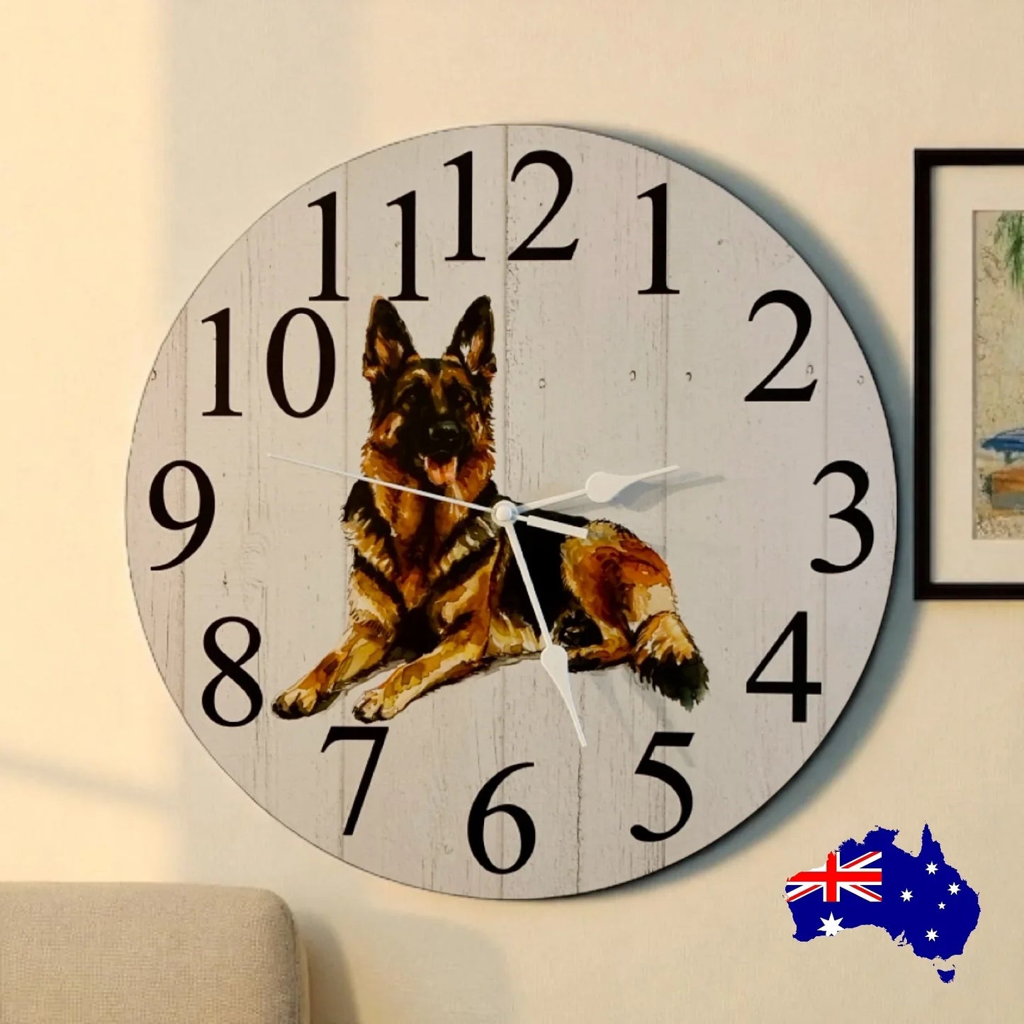 Clock Wall Dog German Shepherd 30cm 60cm Aussie Made