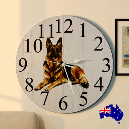 Clock Wall Dog German Shepherd 30cm 60cm Aussie Made