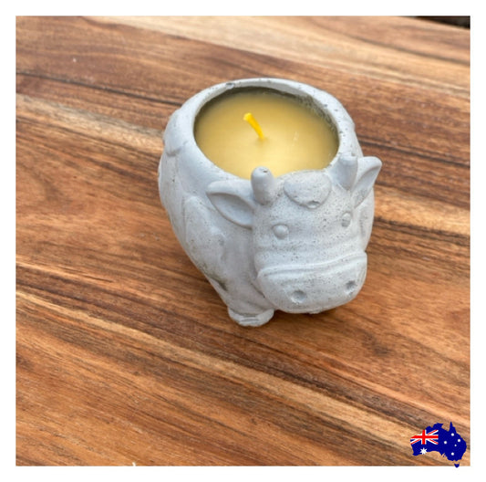 Pure Beeswax Cow Candle Aussie Handmade