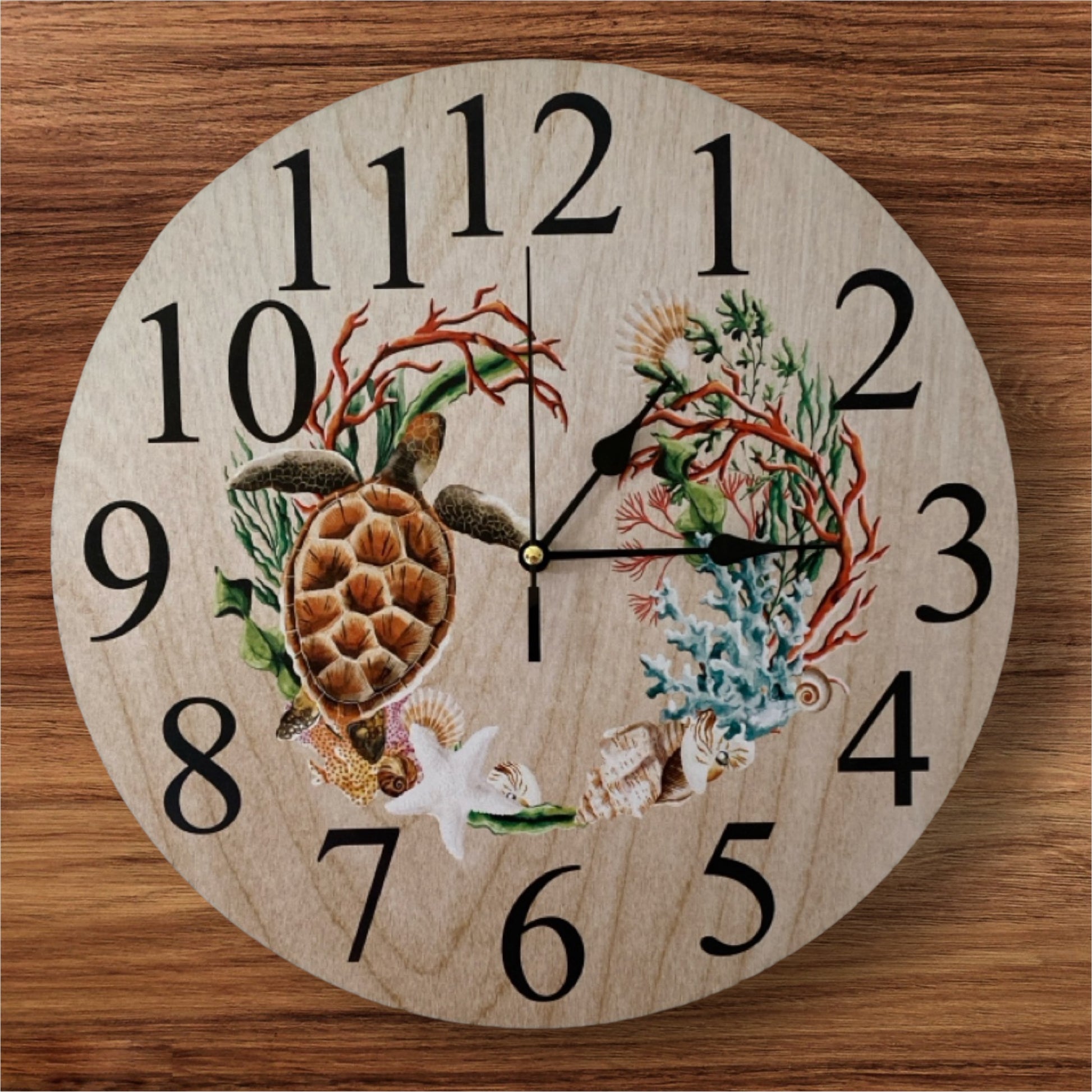 Clock Wall Turtle Ocean Beach Sea House Aussie Made - The Renmy Store Homewares & Gifts 