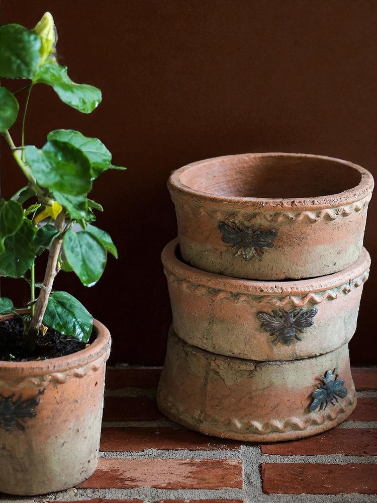 Pot Planter Garden Rustic Terracotta Style Bee
