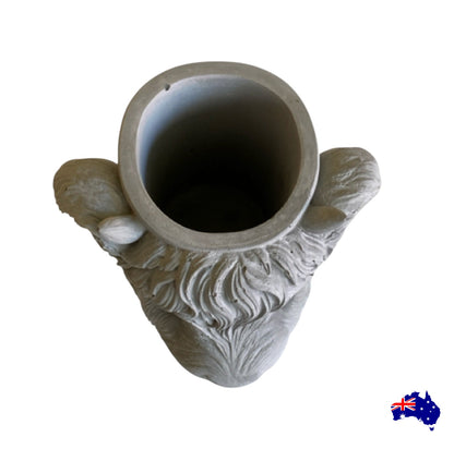 Planter Pot Highland Cow Aussie Handmade Concrete