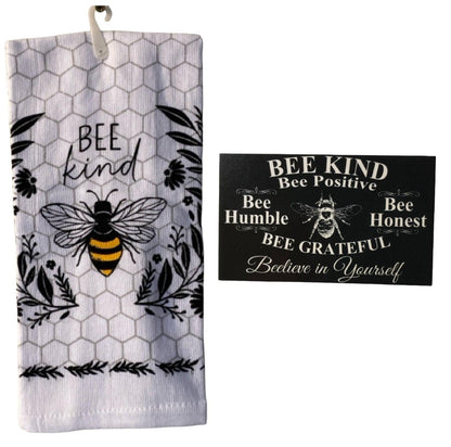 Bee Kitchen Tea Towel Be Kind and Sign Gift Set - The Renmy Store Homewares & Gifts 