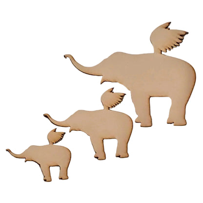 Elephant Set of 3 Flying Elephants MDF Shape DIY Raw Cut Out Art Craft Decor - The Renmy Store Homewares & Gifts 
