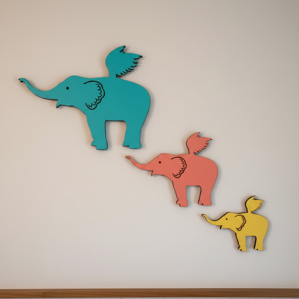 Flying Elephants Raw MDF Shape Set of 3 | DIY Safari Craft Decor Aussie Made