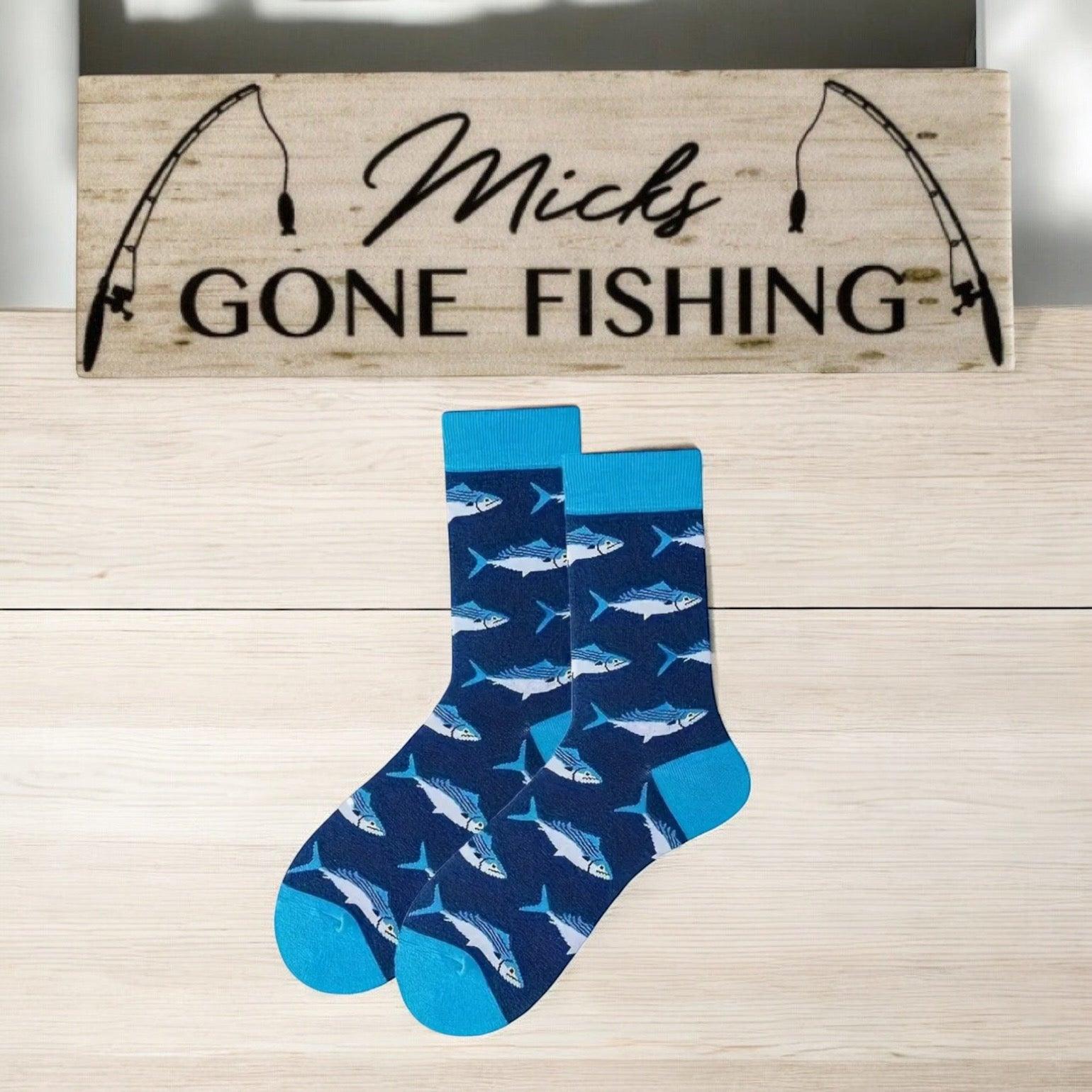 Fish Sock Personalised Gone Fishing Sign Gift - The Renmy Store Homewares & Gifts 