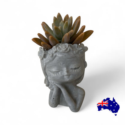 Planter Pot Flower Girl Aussie Handmade Concrete