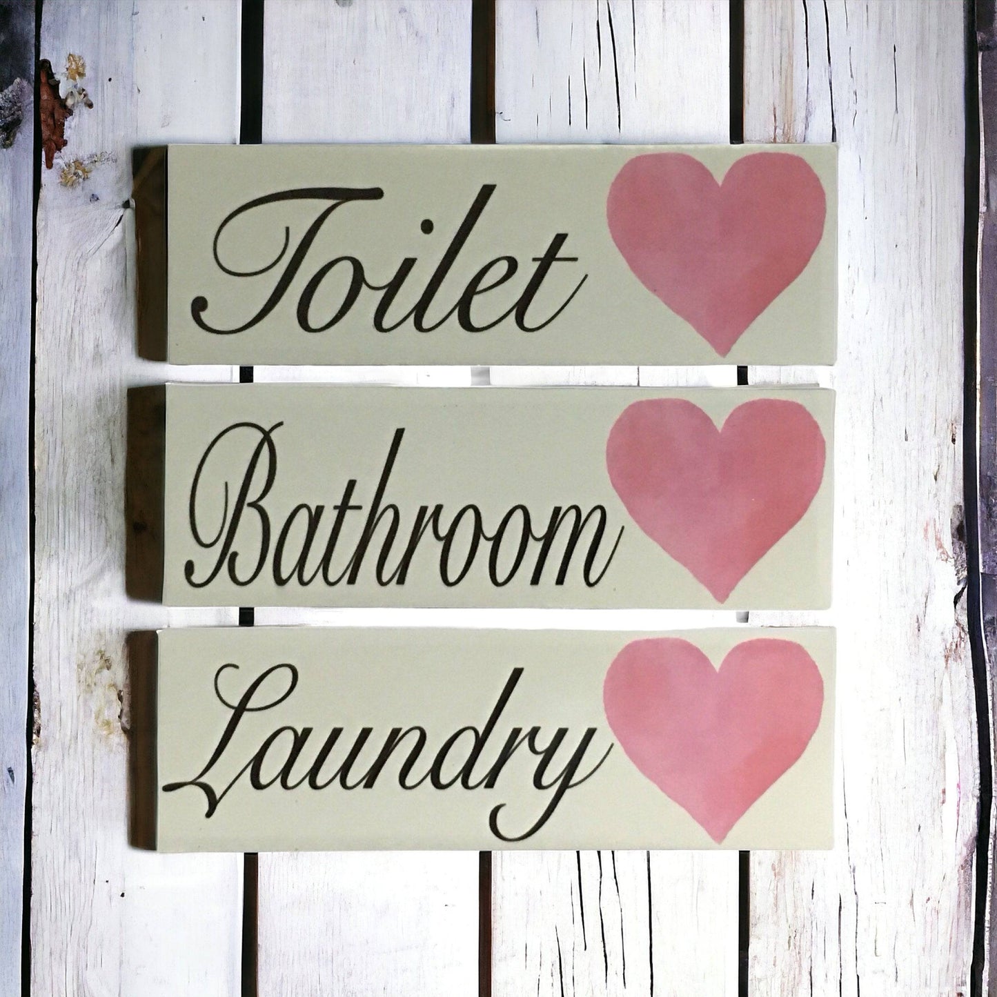 Pink Heart Door Room Sign Toilet Laundry Bathroom - The Renmy Store Homewares & Gifts 