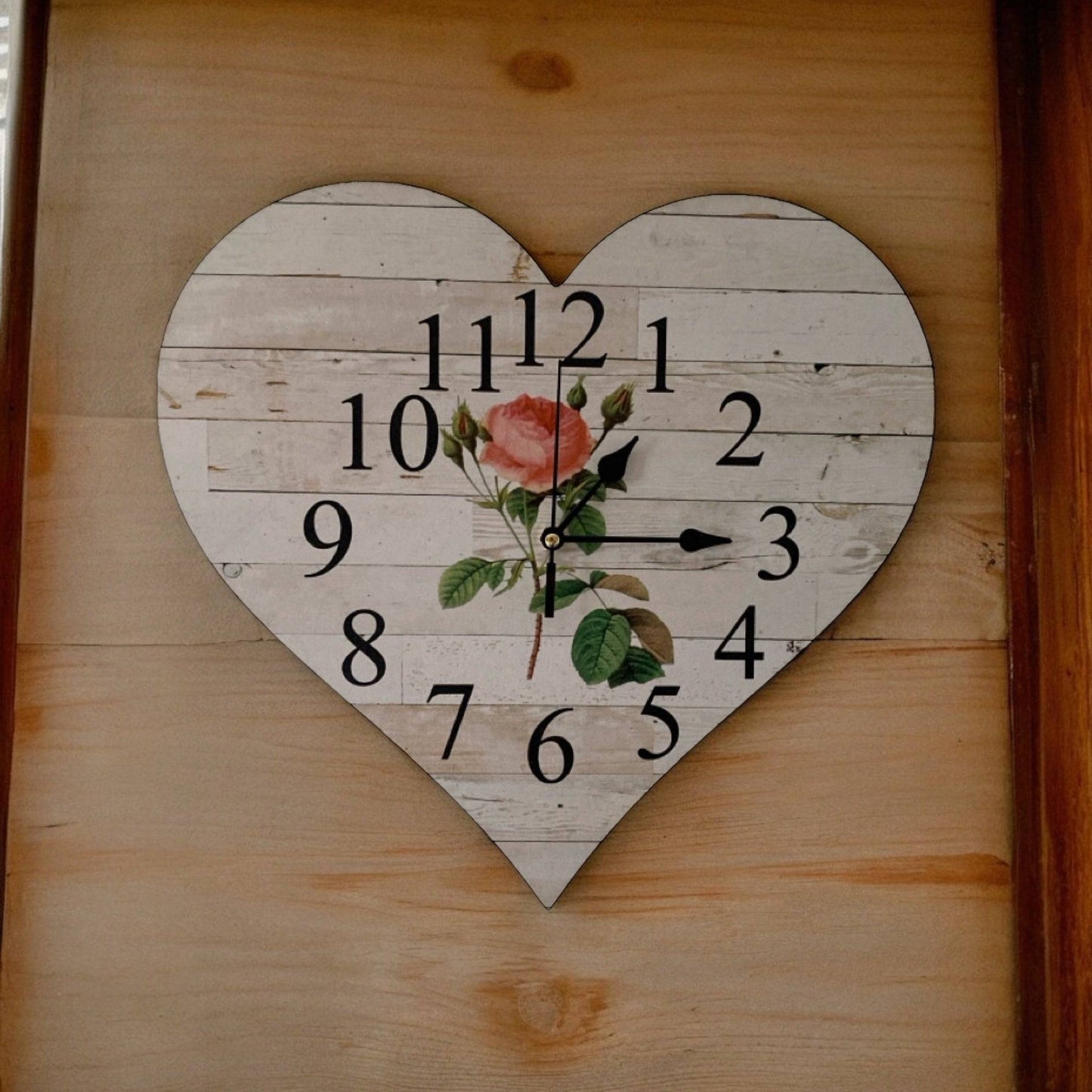 Clock Wall Heart Cottage Rose Aussie Made - The Renmy Store Homewares & Gifts 