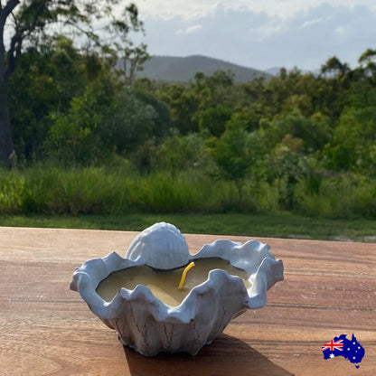 Pure Beeswax Shell Ocean Candle Aussie Handmade