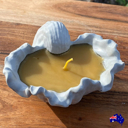 Pure Beeswax Shell Ocean Candle Aussie Handmade