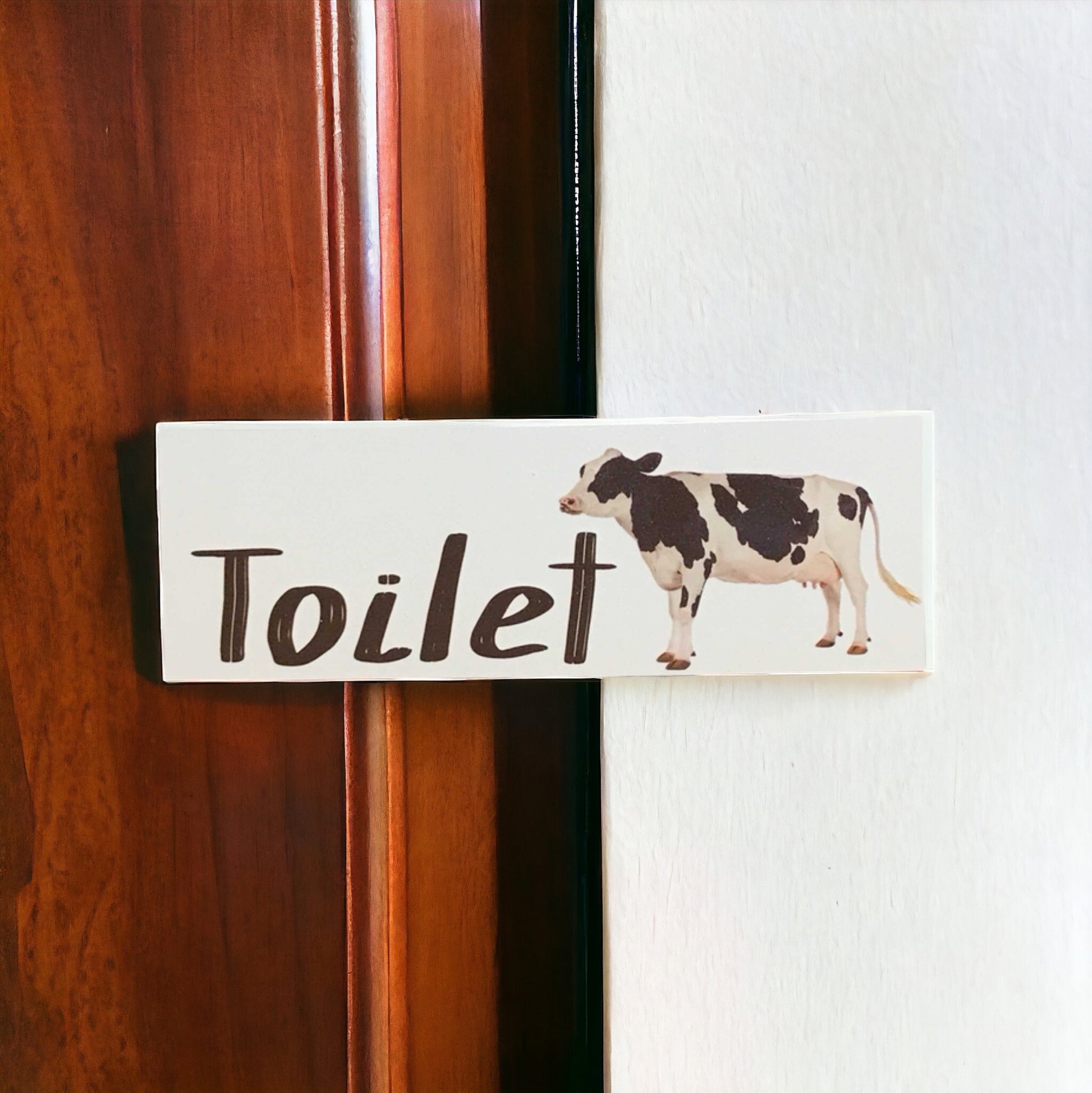 Cow Toilet Laundry Bathroom Door Sign - The Renmy Store Homewares & Gifts 