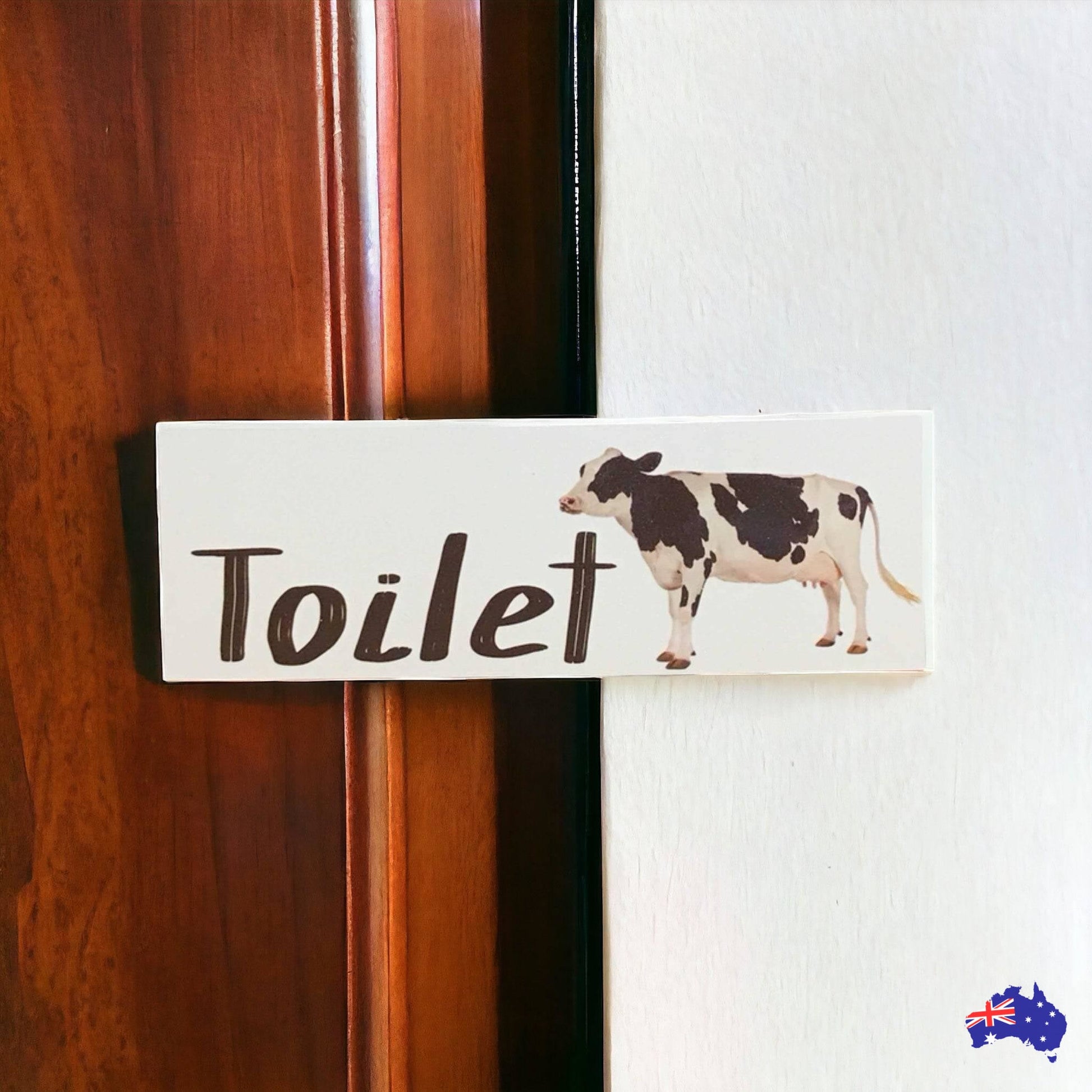 Cow Toilet Laundry Bathroom Door Sign - The Renmy Store Homewares & Gifts 