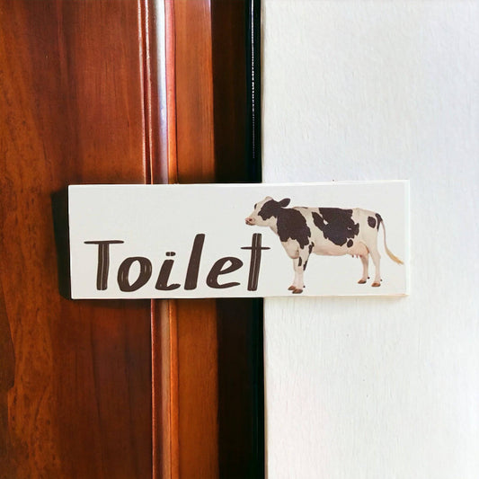 Cow Toilet Laundry Bathroom Door Sign - The Renmy Store Homewares & Gifts 