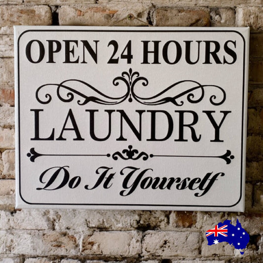 Open 24Hrs Laundry Do It Yourself Vintage Sign