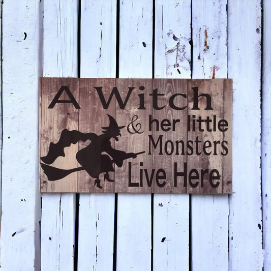 Witch Her Little Monsters Live Here Sign - The Renmy Store Homewares & Gifts 