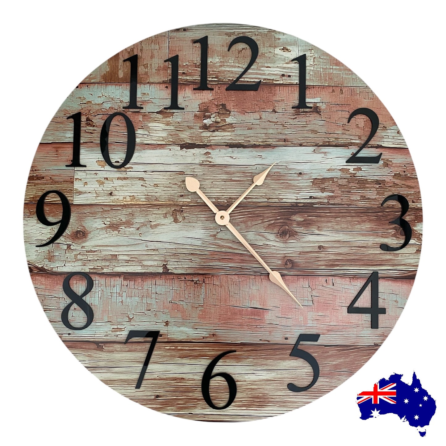 Gold Timber Wall Clock Limited Edition Raised Numbers Large 60cm | Aussie Made