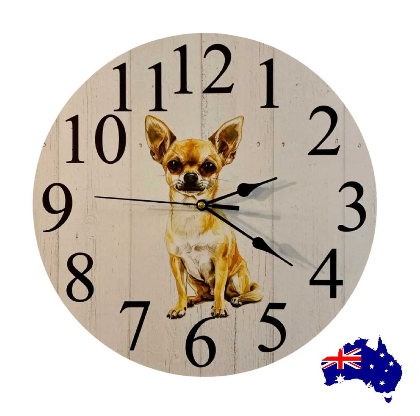 Clock Wall Dog Chihuahua 30cm 60cm Aussie Made