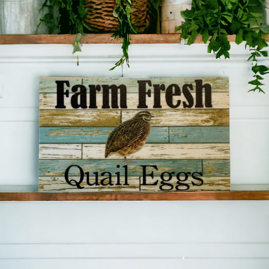 Quail Farm Fresh Eggs Blue Sign - The Renmy Store Homewares & Gifts 
