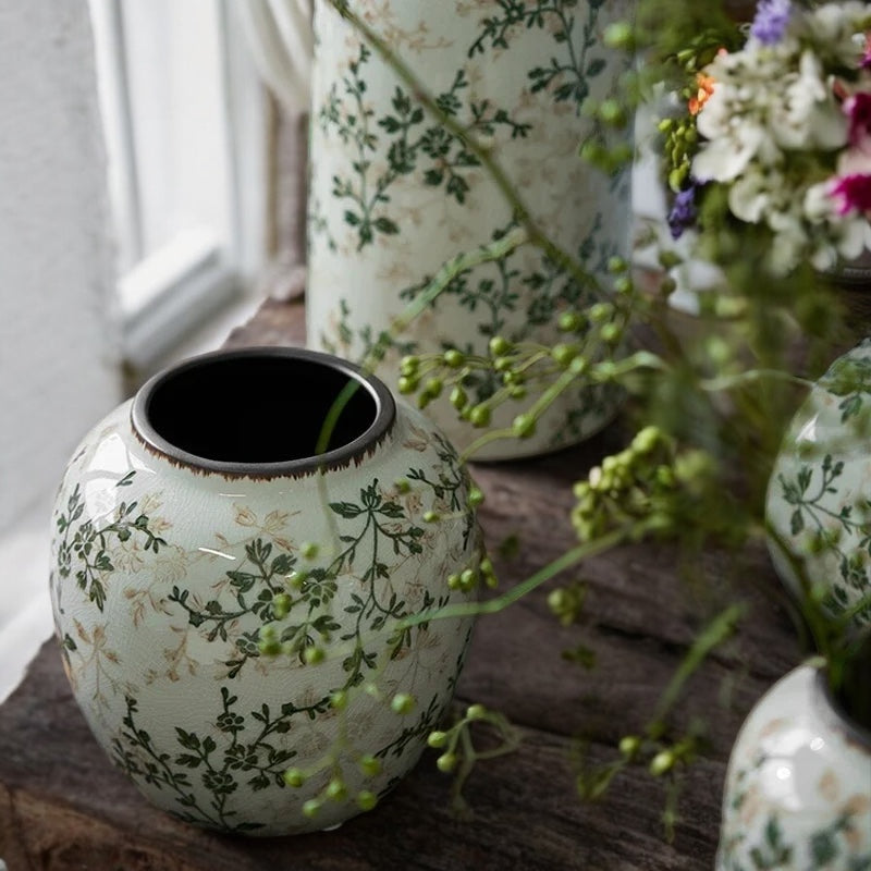 Vase Ceramic Leaf Rustic