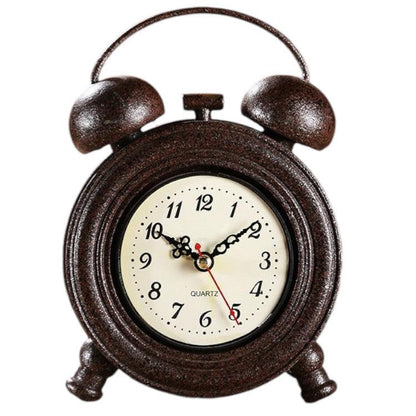 Clock Vintage Retro Style Blue Red Brown Desk Mantle - The Renmy Store Homewares & Gifts 