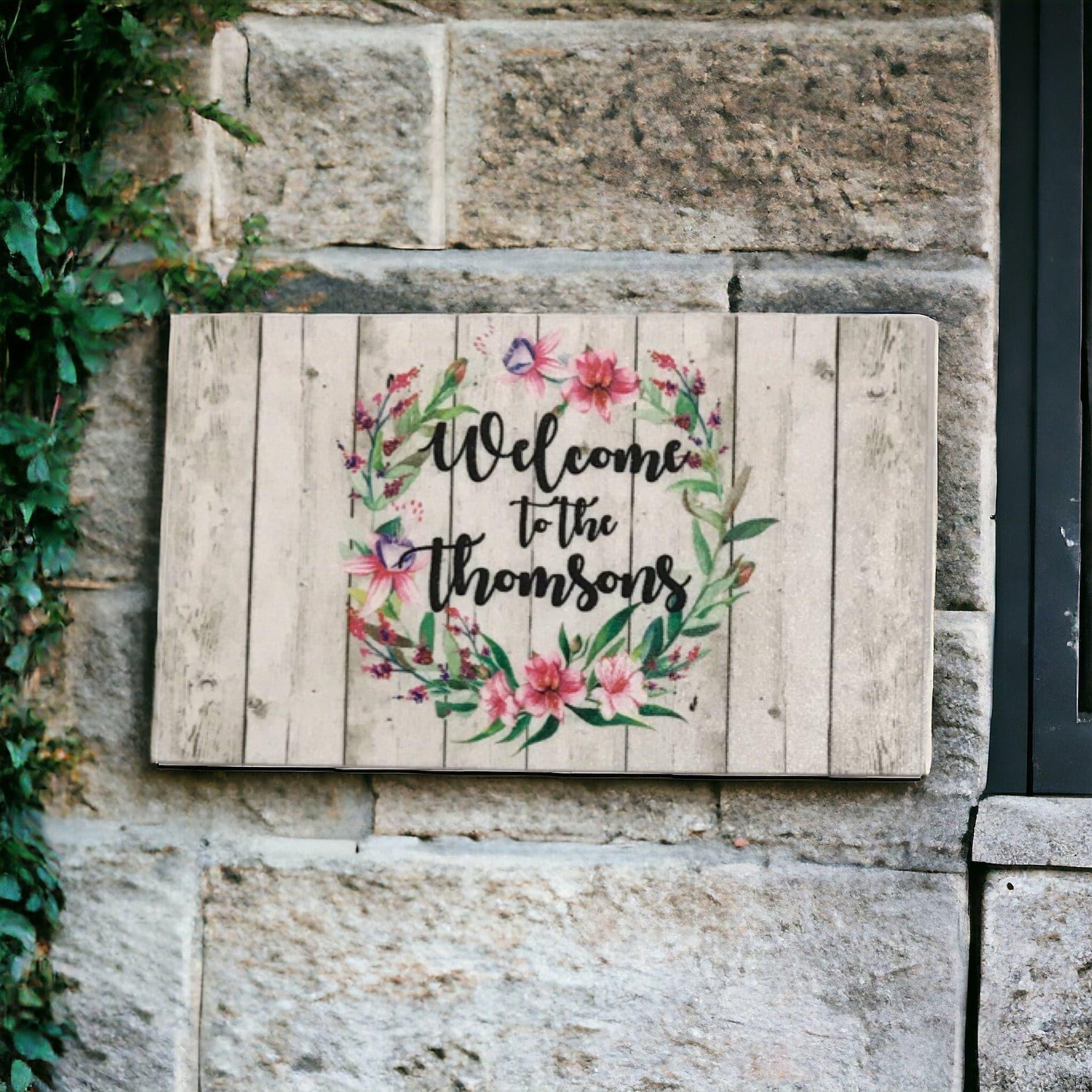 Welcome Custom Personalised Family Floral Sign - The Renmy Store Homewares & Gifts 