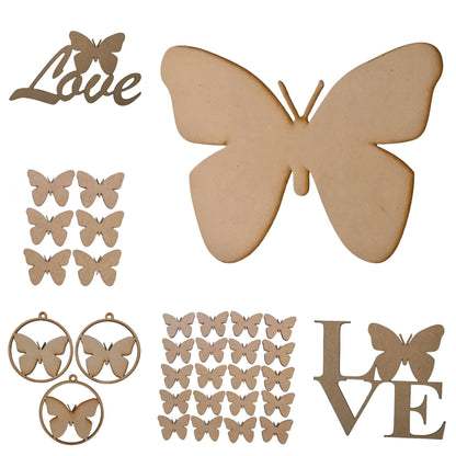 Butterfly Butterflies MDF Timber DIY Raw - The Renmy Store Homewares & Gifts 